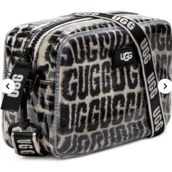 UGG Janey II Clear Black Logo Plush Bag - Picture 2 of 8